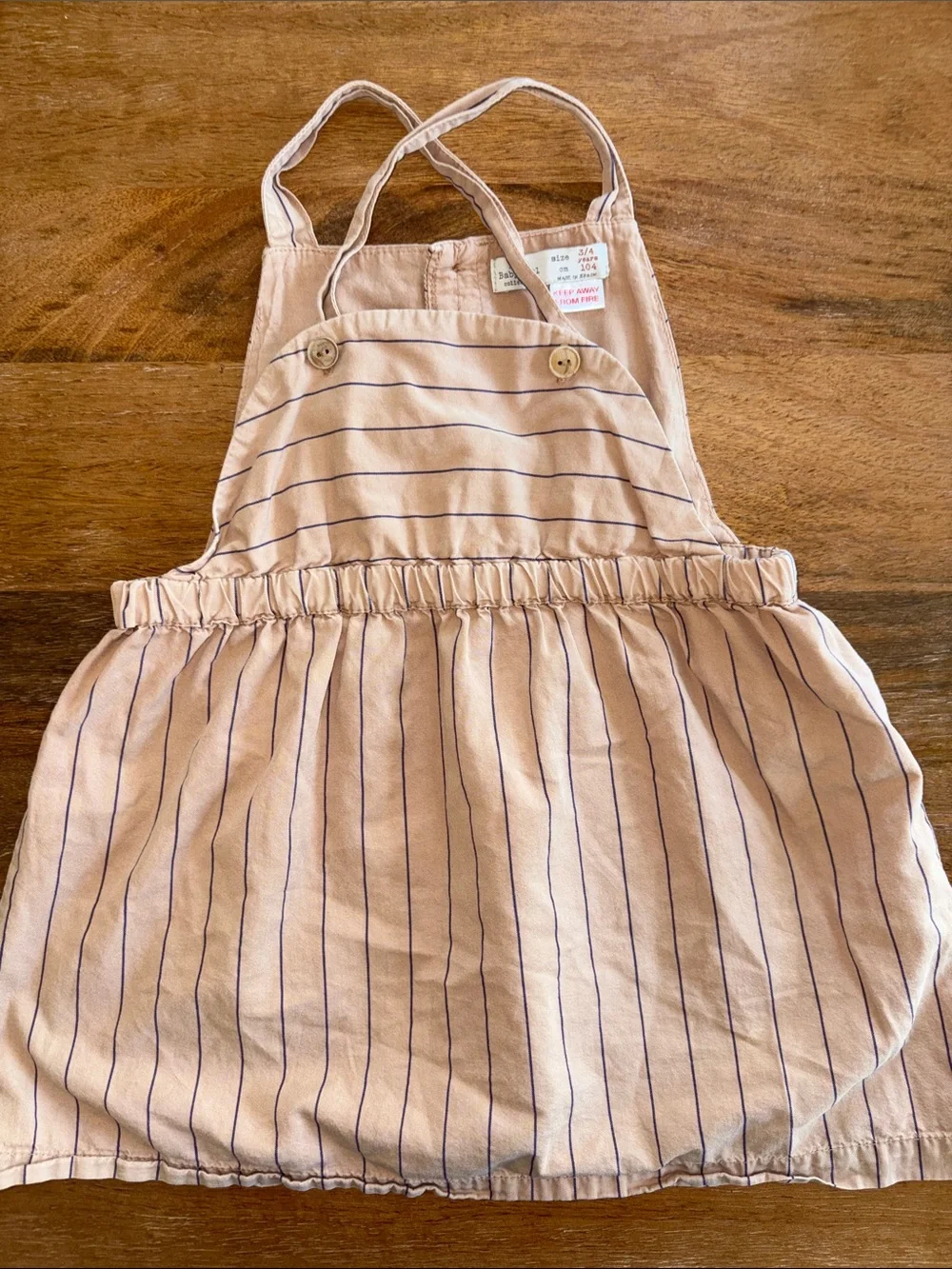 Zara- kids light brown and blue Striped Dress